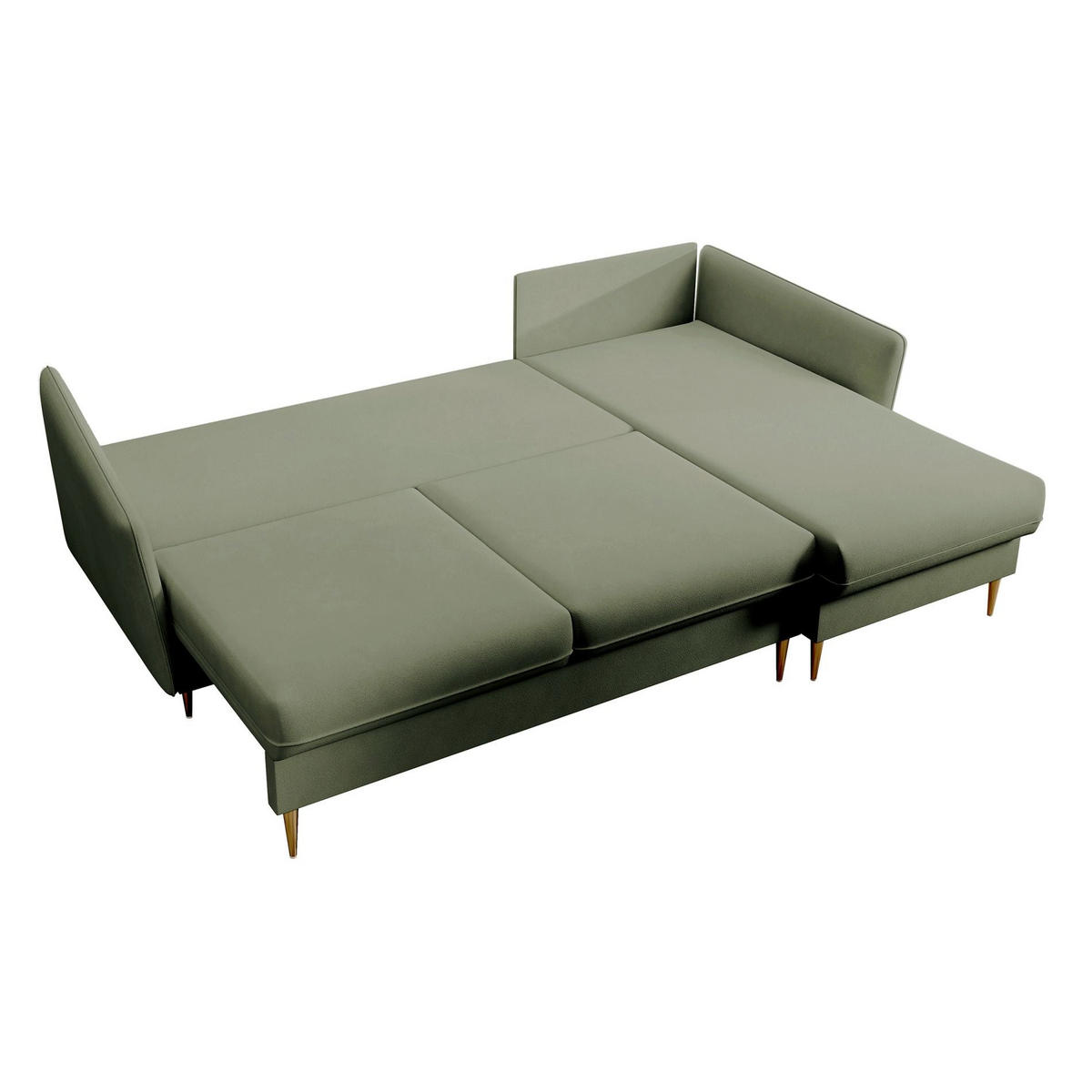 ECKSOFA Volio Salbeigrün Samt - Goldfarben/Hellgrün, Textil/Metall (223/145cm) - Selsey