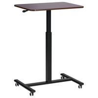 LAPTOPTISCH manuell höhenverstellbar 65/48 cm mit Rädern Dunkelbraun Academia - Schwarz/Braun, Holzwerkstoff/Metall (48/65/73cm) - Beliani