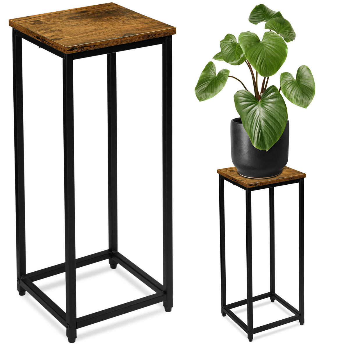 BLUMENSTÄNDER - Dunkelbraun, Holzwerkstoff/Metall (24/24/63cm)