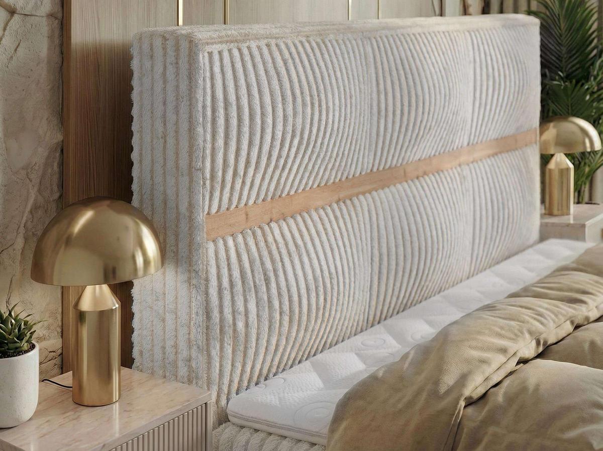 POSTEL BOXSPRING ORVO 200/200 - Béžová Manšestr - Topper Visco - H3 - černá/béžová, textil/plast (200/200cm) - MKS