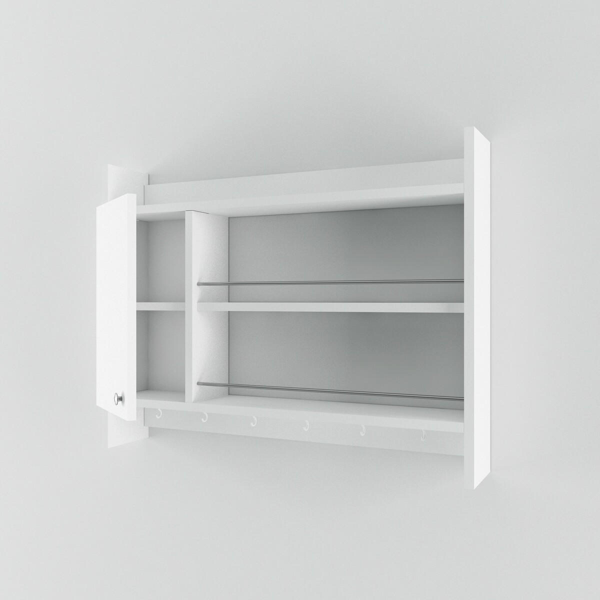 KNERR Bílá nástěnná kuchyňská police, šířka 85 cm - bílá, kompozitní dřevo (15/65/85cm) - Calicosy