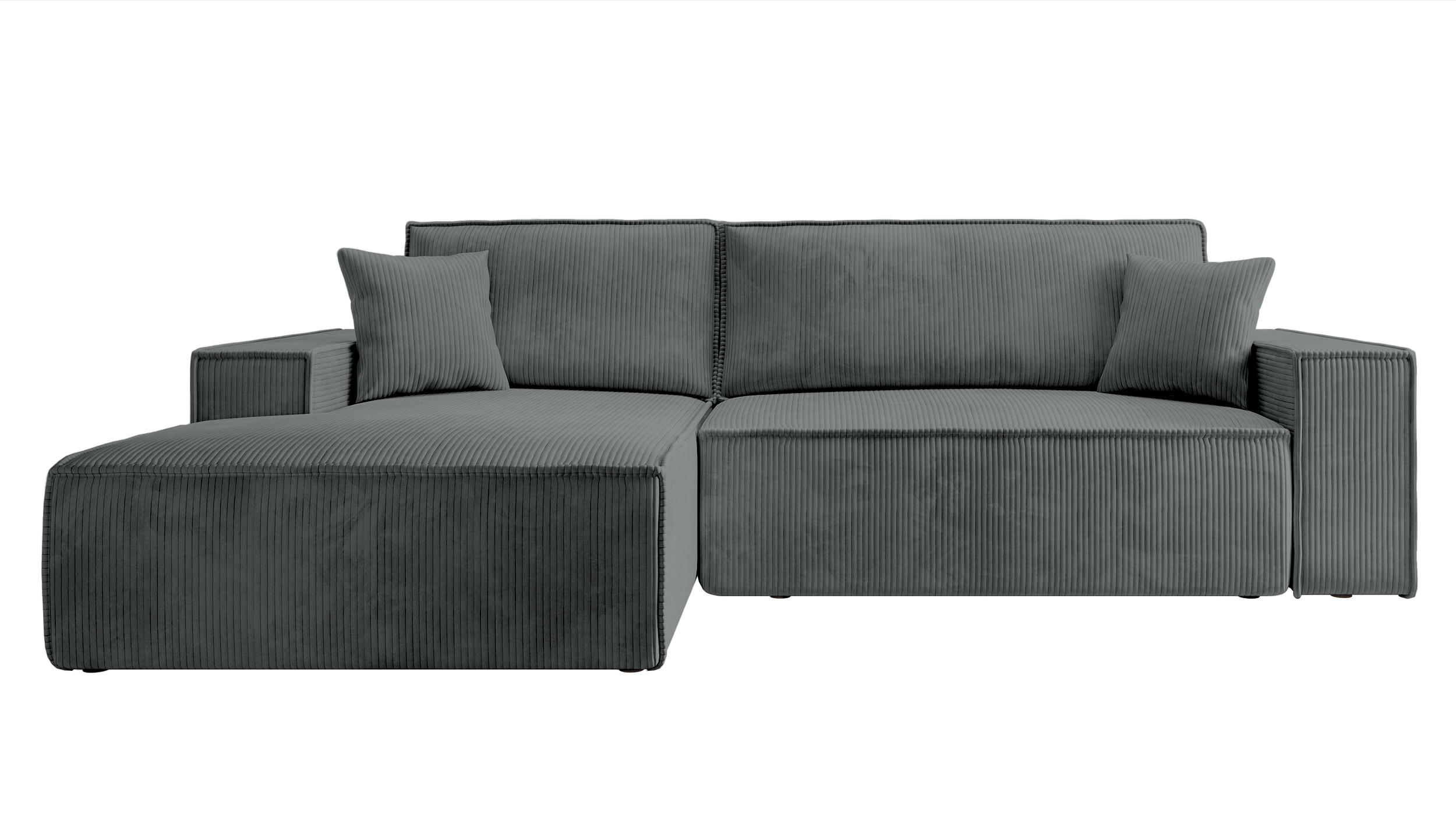 ECKSOFA Farese Grau Cordbezug - Schwarz/Grau, Kunststoff/Textil (267/167cm) - Selsey