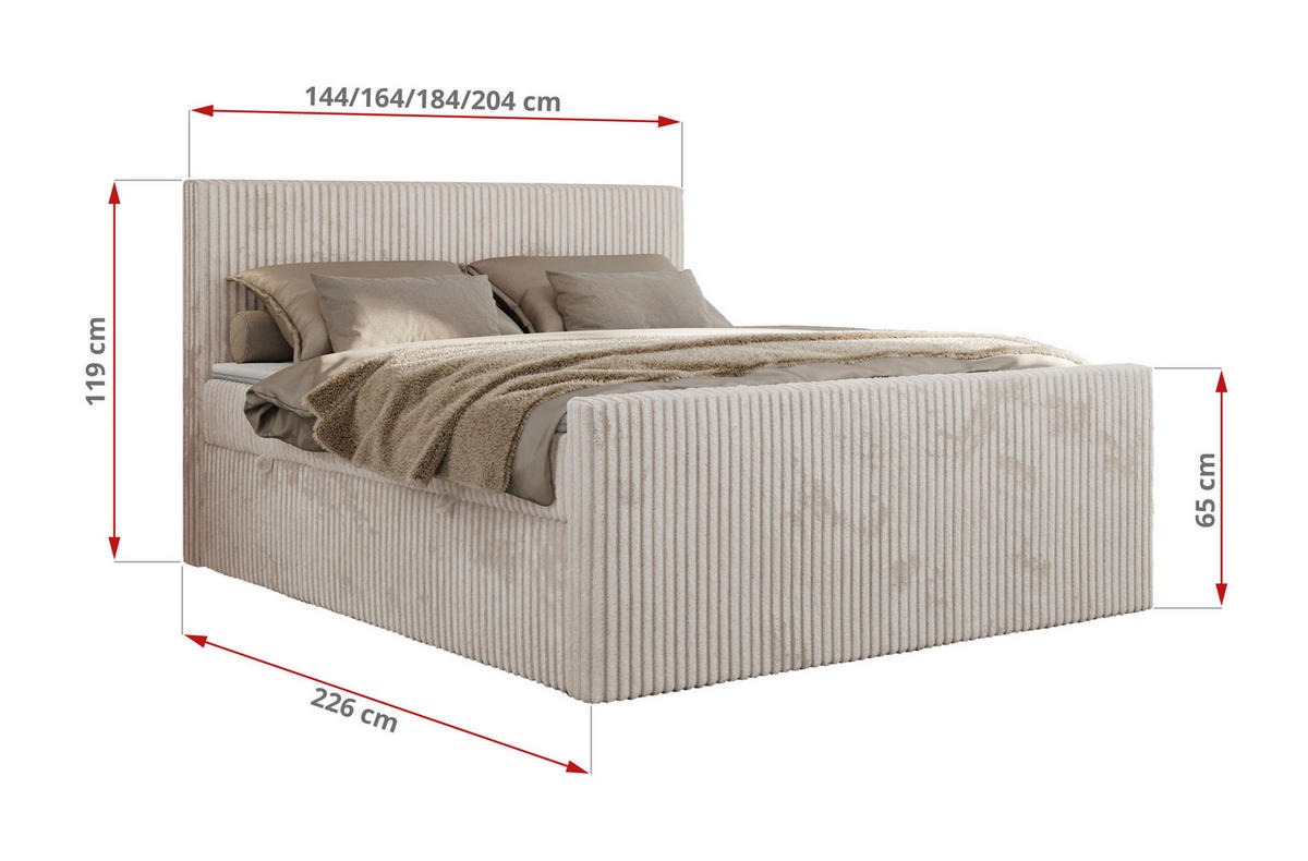 BOXBETT TILIANO DUO 180/200 - Beige Cord - H3 - Beige, Textil (180/200cm) - MKS