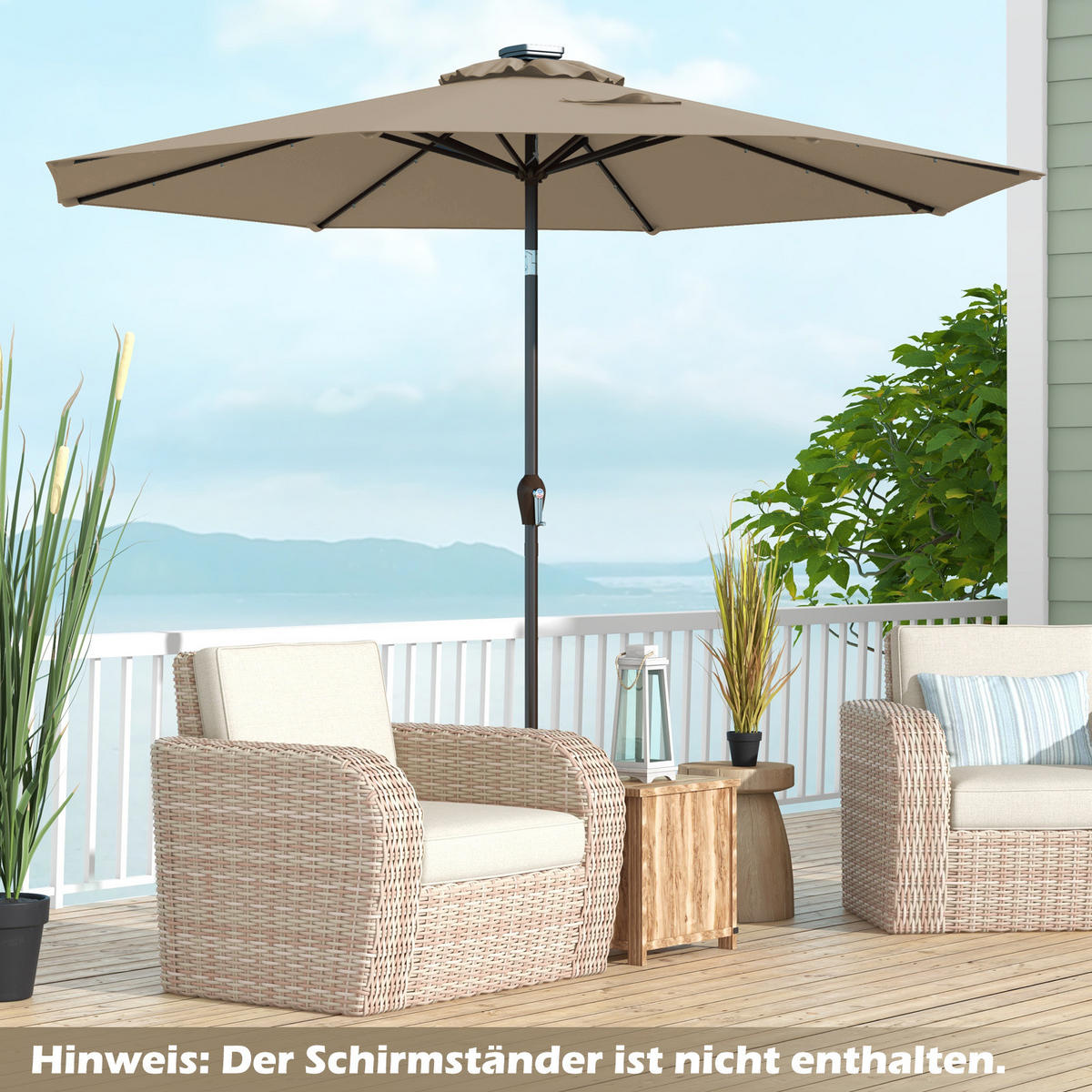 PATIO-SCHIRM Kaffe - Braun, Kunststoff (300/300cm) - COSTWAY