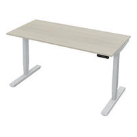 SCHREIBTISCH Elektrisch höhenverstellbarer Schreibtisch Y-Line Eiche Polar Weißaluminium 140/70/62-127cm - Eiche Bianco/Weiß Hochglanz, Holzwerkstoff/Metall (70/140/127cm) - ASSMANN