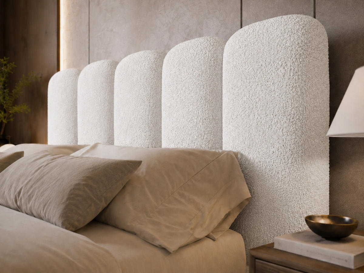 POLSTERBETT TEDDY 180x200 cm in Weiß mit Metalllattenrost, Bettkasten, gepolstertes Kopfteil Bouclé-Stoff - Weiß, Holz/Textil (180/200cm) - EMLAR Home