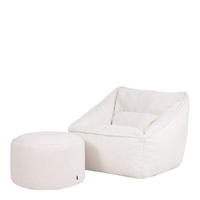SITZSACK Borg-Sessel icon Natalia und Fußhocker-Sitzsack Amara im 2-teiligen Set, naturfarben - Creme, Kunststoff/Textil (100/100/88cm) - icon