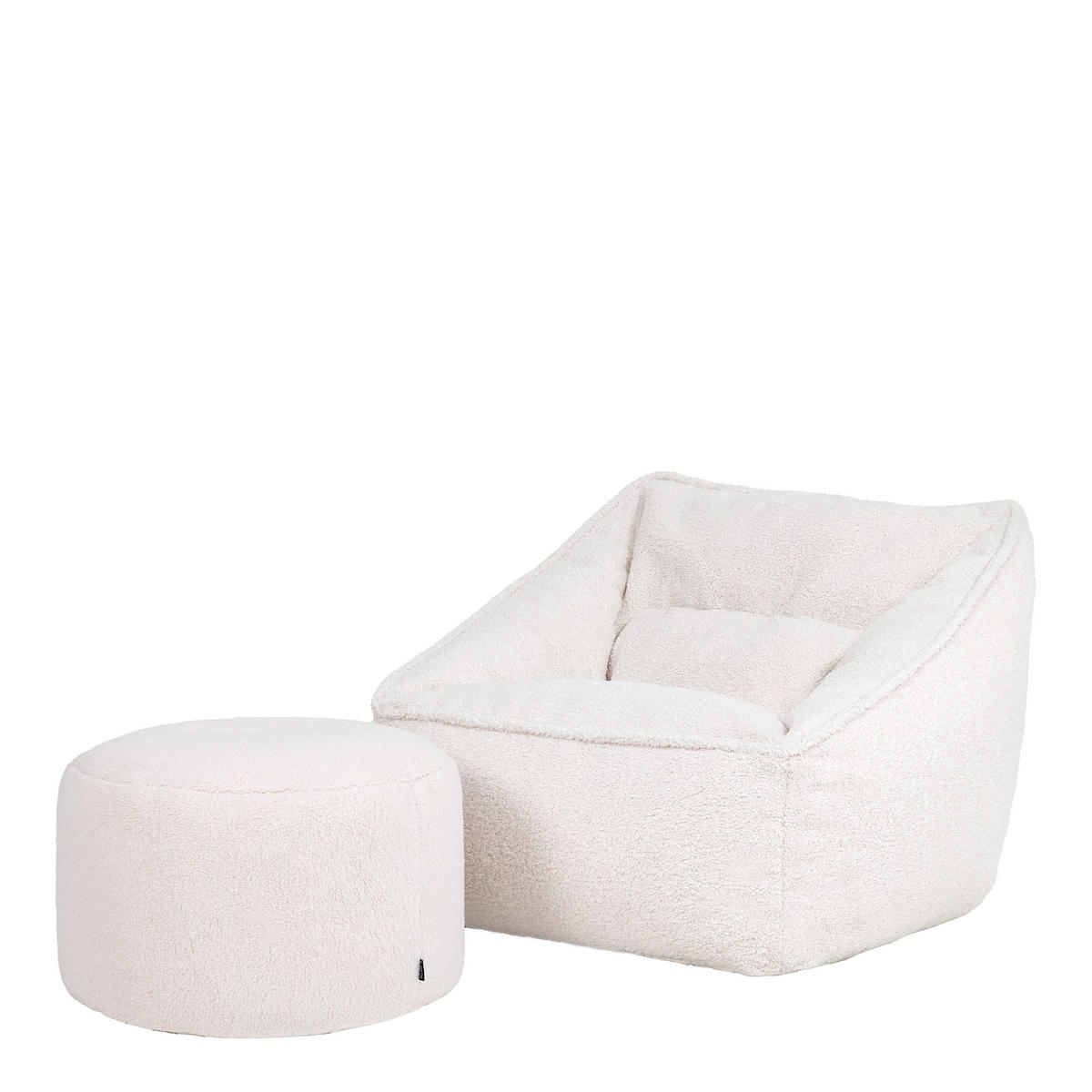SITZSACK Borg-Sessel icon Natalia und Fußhocker-Sitzsack Amara im 2-teiligen Set, naturfarben - Creme, Kunststoff/Textil (100/100/88cm) - icon