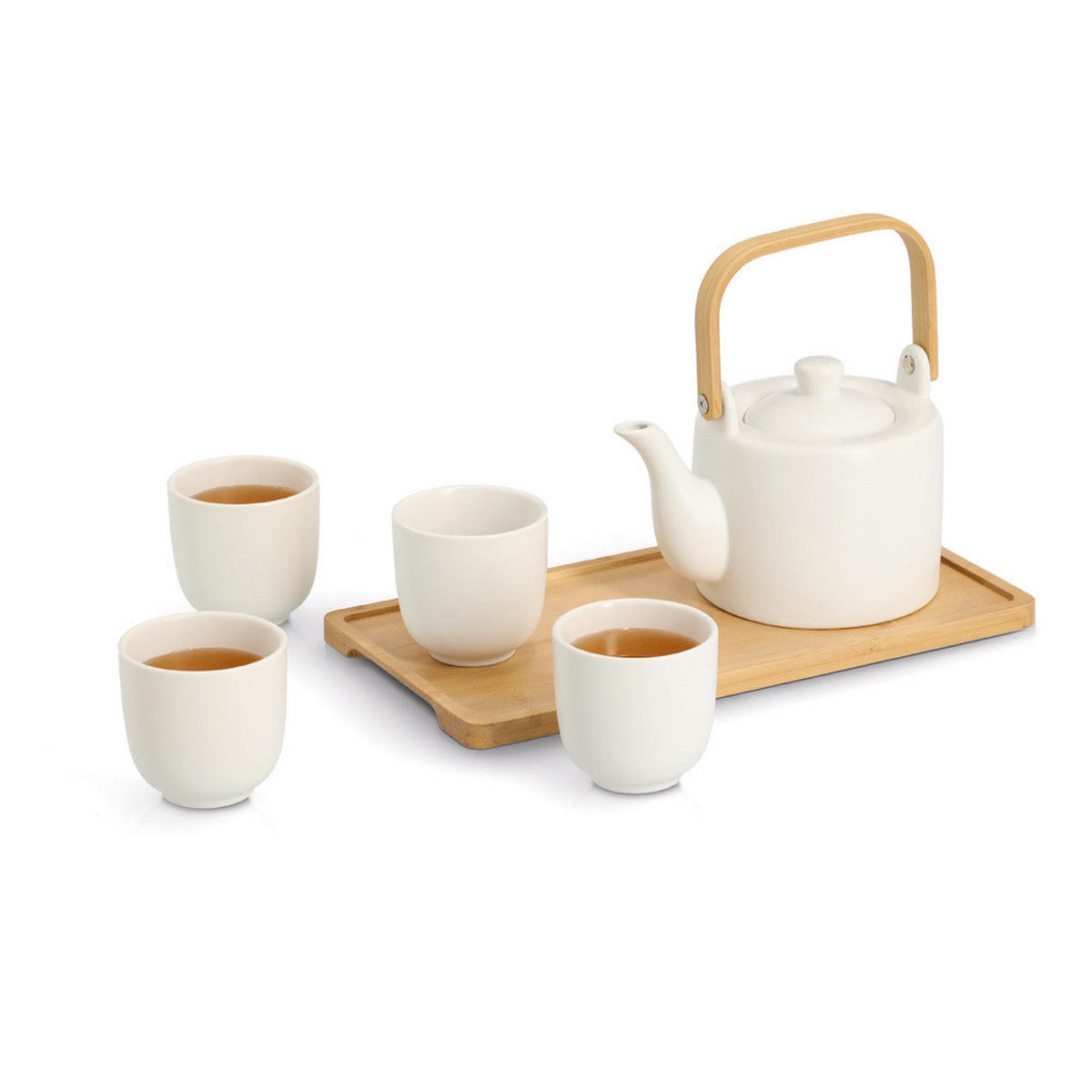 TEESERVICE Steingut Tavero 6-teilig - Weiß, Keramik (12/11/12cm) - ZELLER