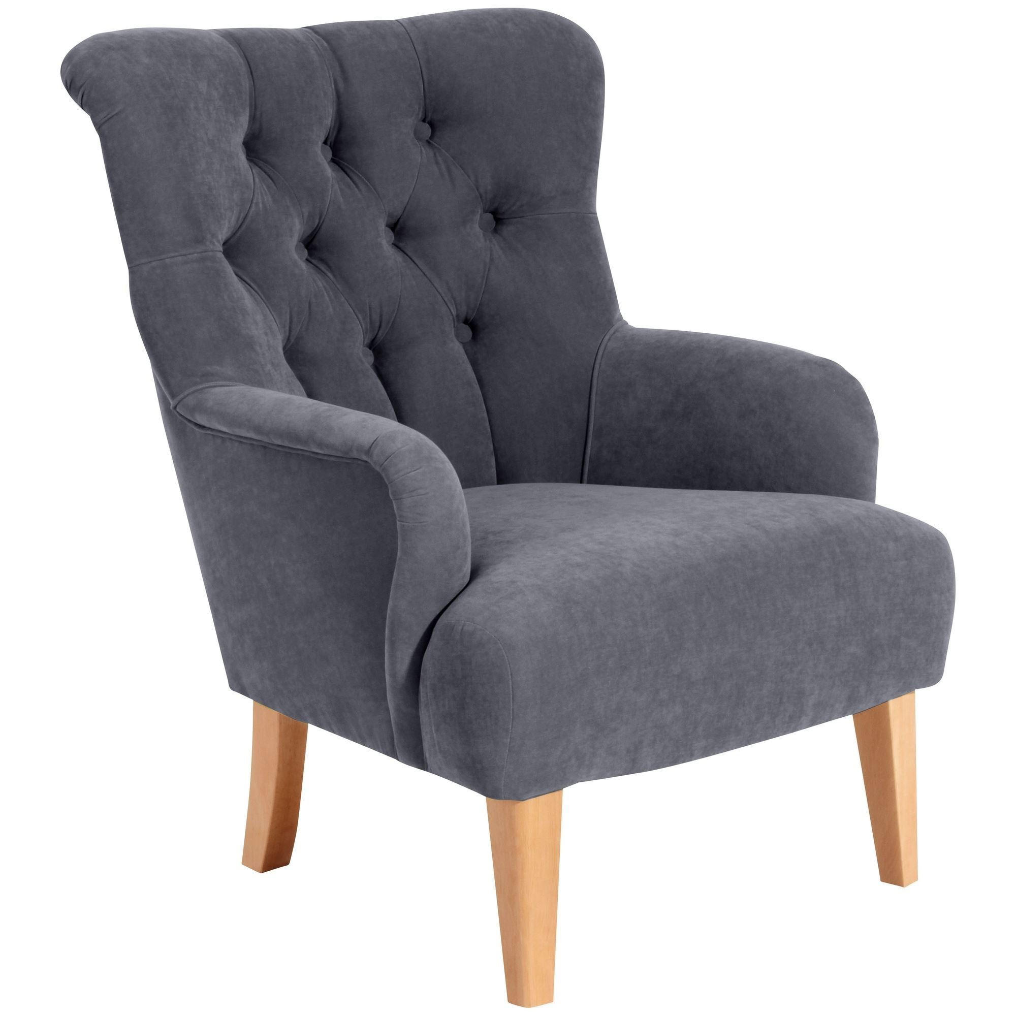 SESSEL Kaiya Bezug Veloursstoff Buche natur / anthrazit - Grau, Kunststoff (71/97/82cm) - 58aufmkessel