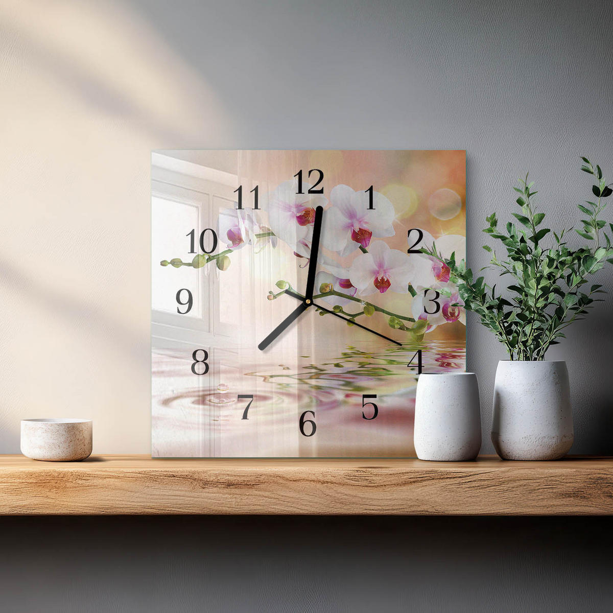 WANDUHR 30x30 cm - Orchidee - Multicolor, Glas (30/30/0.4cm) - TULUP