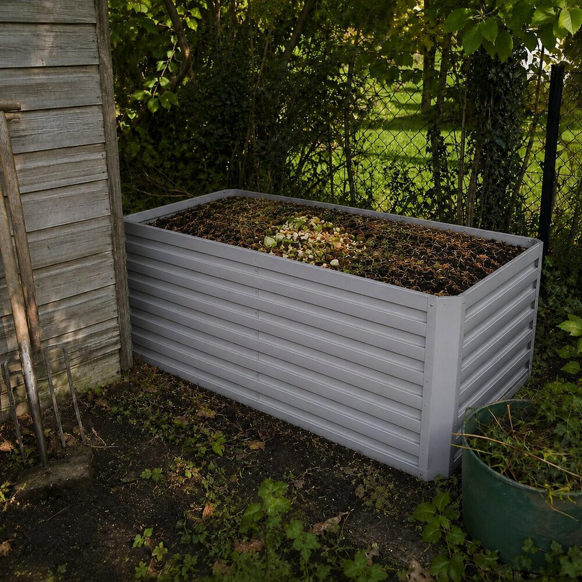 KOMPOSTER Garten, Silber, 180 x 90 cm - Silberfarben, Metall (180/80/90cm) - Vicco
