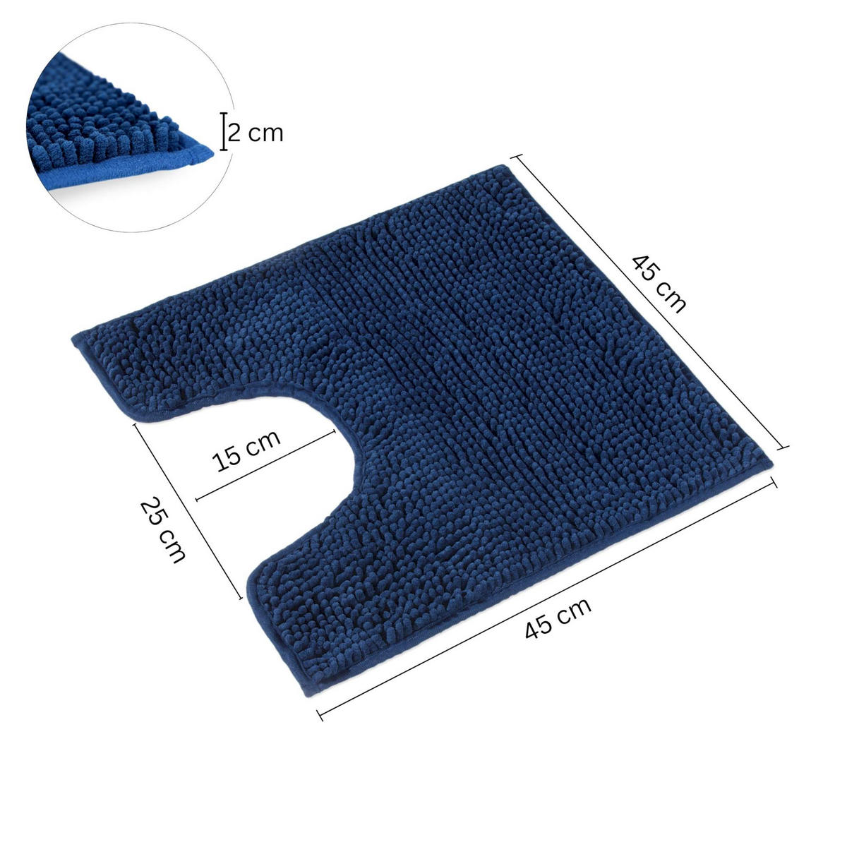 BADEMATTE MIT WC AUSCHNITT PARIS - Dunkelblau, Textil (45/45cm) - WohnDirect