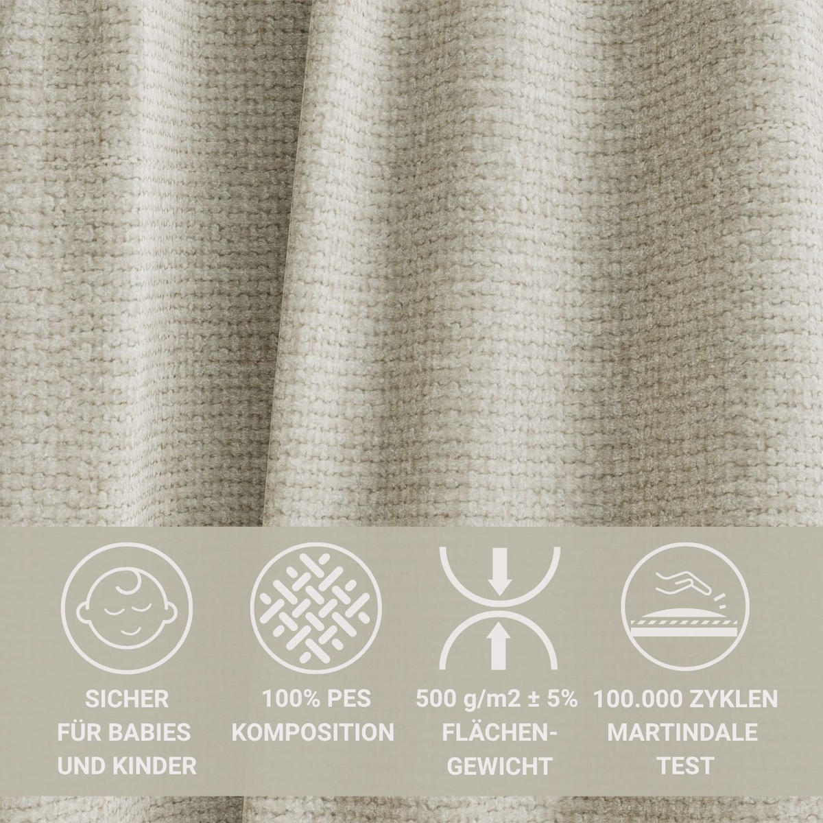 POLSTERBETT Maumere Creme 140/200 cm im Chenille-Stoff - Creme/Schwarz, Holz/Holzwerkstoff (140/200cm) - Maison de Reve