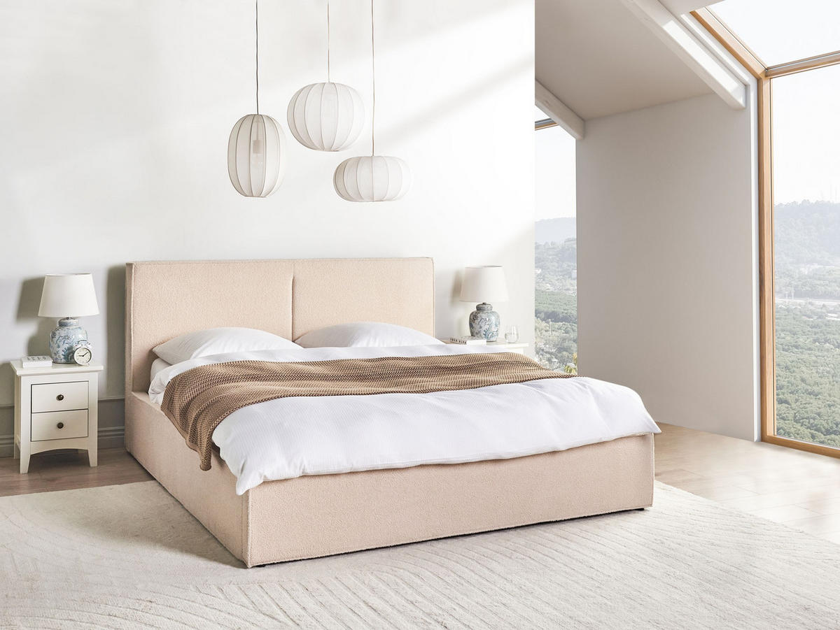 POLSTERBETT 180x200 cm Beige Moissac - Beige, Textil (180/200cm) - Beliani