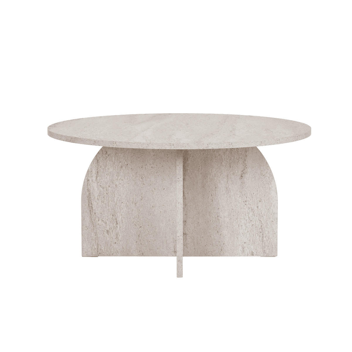 KONFERENČNÍ stolek s kulatou deskou, průměr 80 cm - CLOVER - béžová, kompozitní dřevo (80/80/40cm) - Calicosy