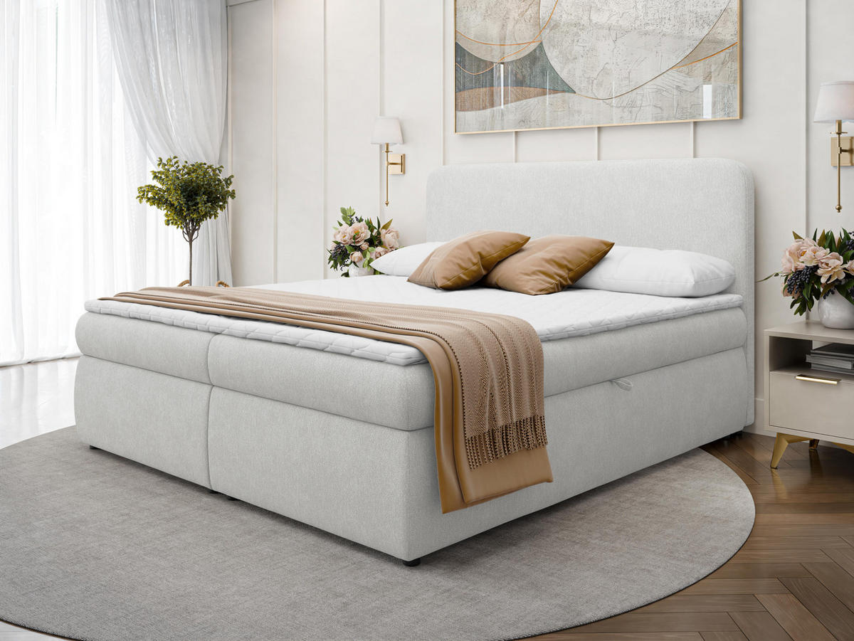 BOXBETT Bonny - H3 - Hellgrau/Schwarz, Holz/Holzwerkstoff (180/200cm) - MIRJAN24