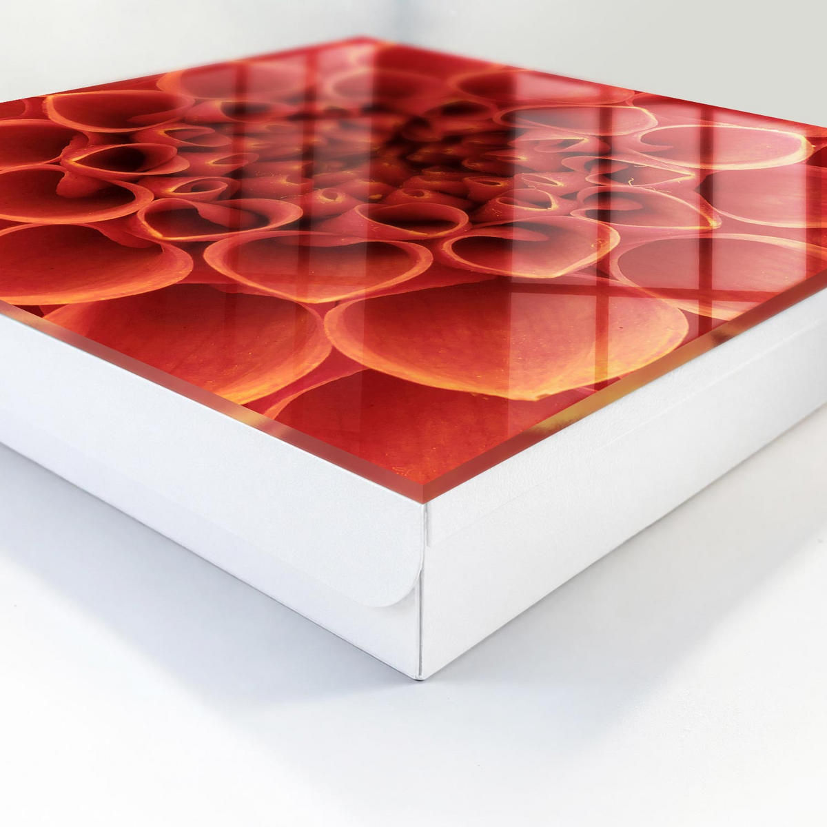 SCHLÜSSELBOX Weiß 30x30 cm – Türöffnung nach rechts - Blumenmuster - Rot, Metall (30/30/5cm) - TULUP