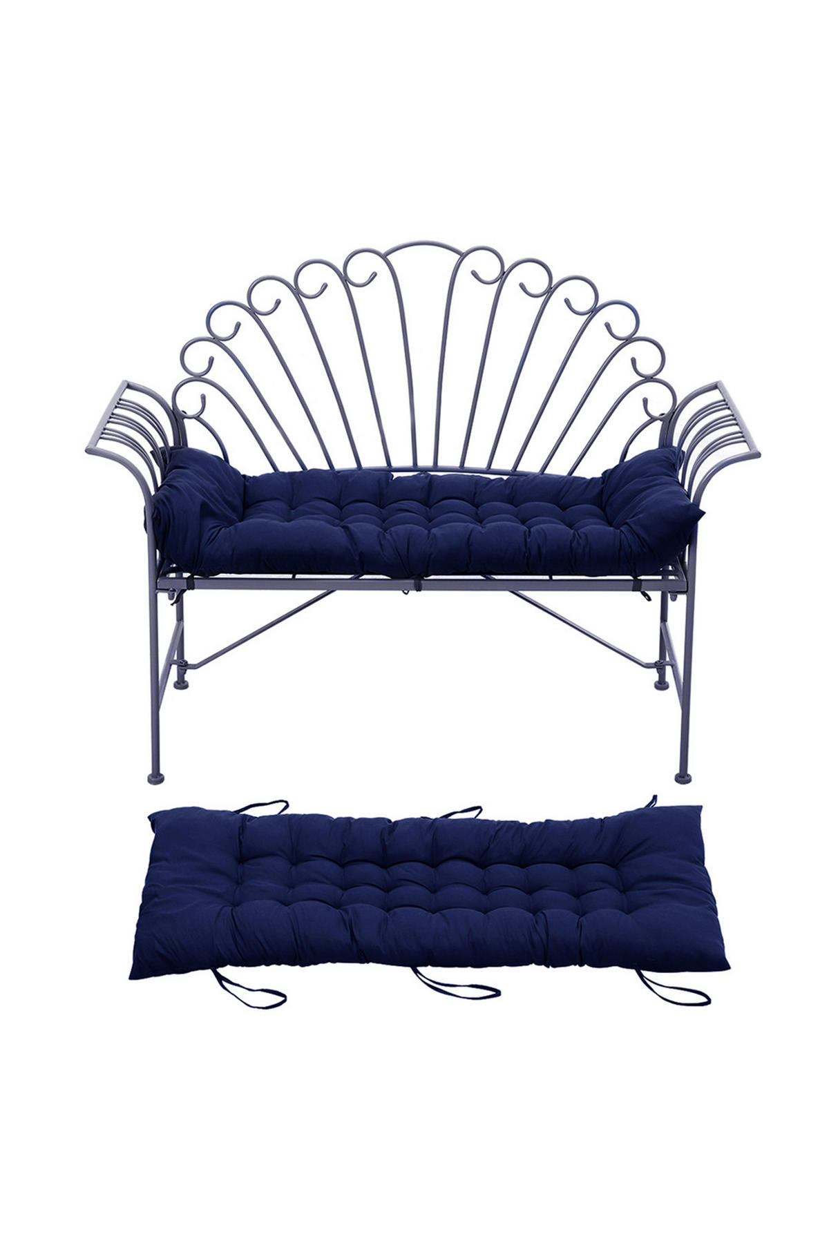 LIEGESTUHLKISSEN aus Baumwollmischung in Dunkel Blau Dickes, weiches und bequemes für den Außenbereich 125 cm x 48 cm - Dunkelblau, Textil (48/125cm) - Livingandhome