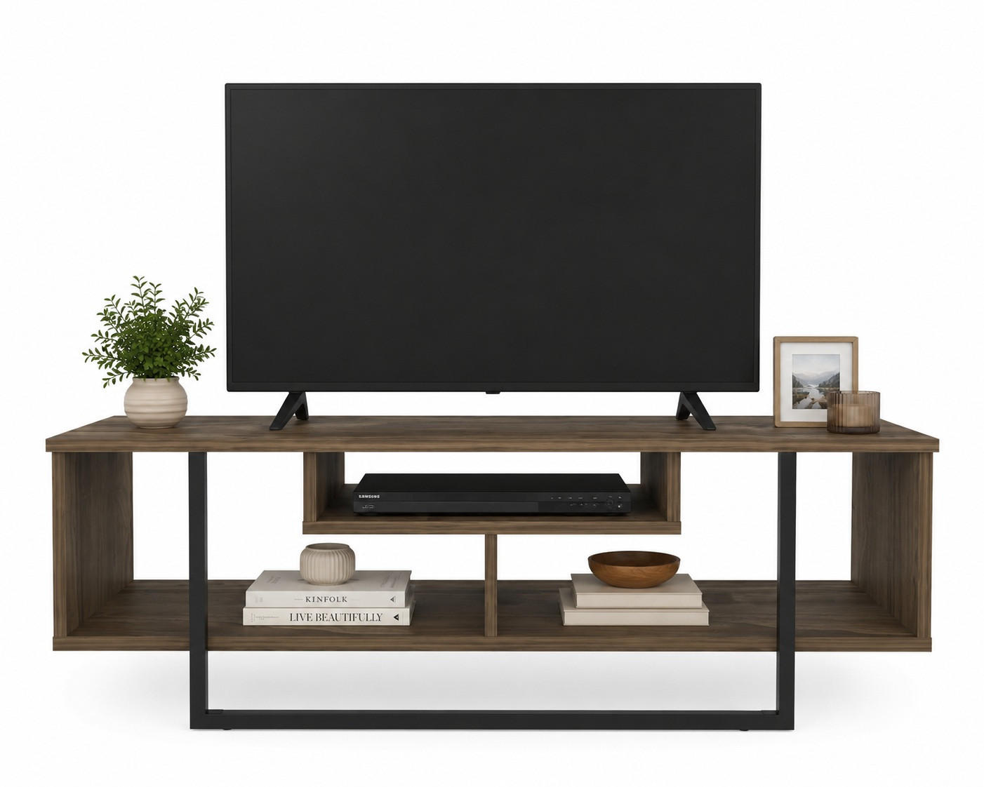 TV-ELEMENT Asal Walnuss Schwarz - Walnussfarben/Schwarz, Holzwerkstoff (119.4/40.2/35.2cm) - Decorotika