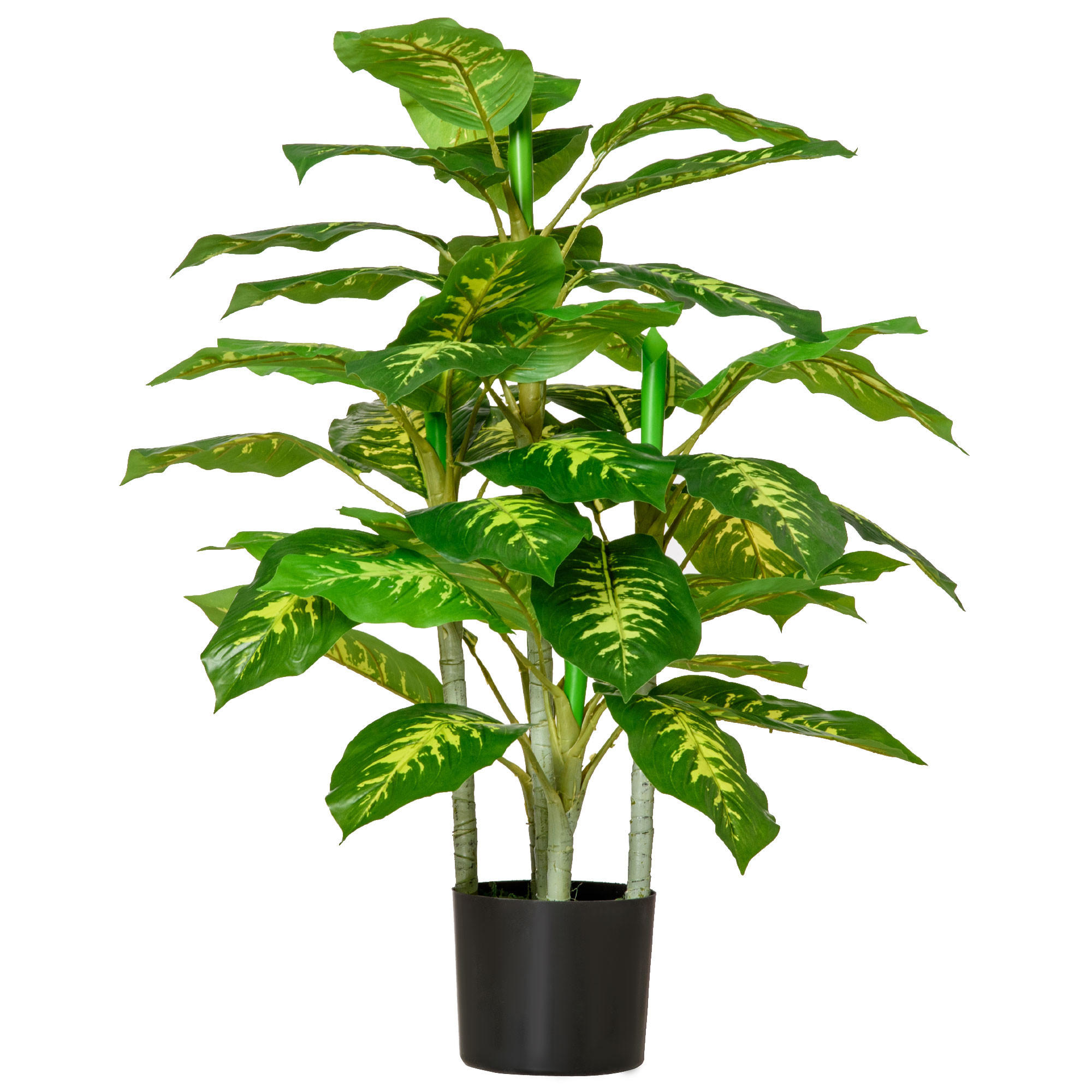 KUNSTPFLANZE, Kunststoff-Pflanze, Zementtopf, Indoor und Outdoor, 95 cm, Grün - Grün, Kunststoff (95cm) - FORIOUS