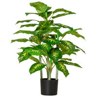 KUNSTPFLANZE, Kunststoff-Pflanze, Zementtopf, Indoor und Outdoor, 95 cm, Grün - Grün, Kunststoff (95cm) - FORIOUS