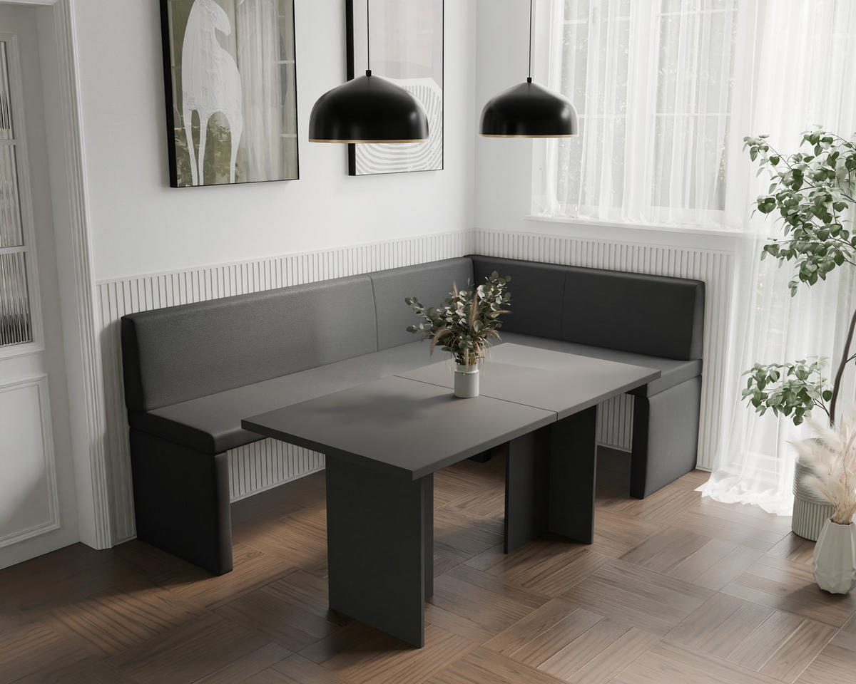 ECKBANK rechts OWEN Kunstleder, 128/168 cm Anthrazit - Anthrazit, Holz/Kunststoff (128/168cm) - Idohome
