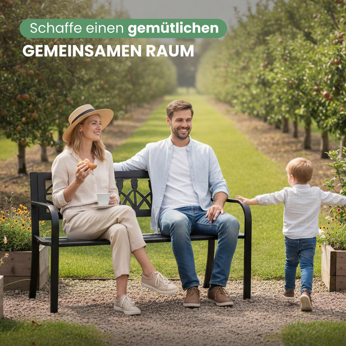 GARTENBANK LISSA Schwarz 124 x 75 x 50 cm - Schwarz, Metall (124/75/50cm) - Akord