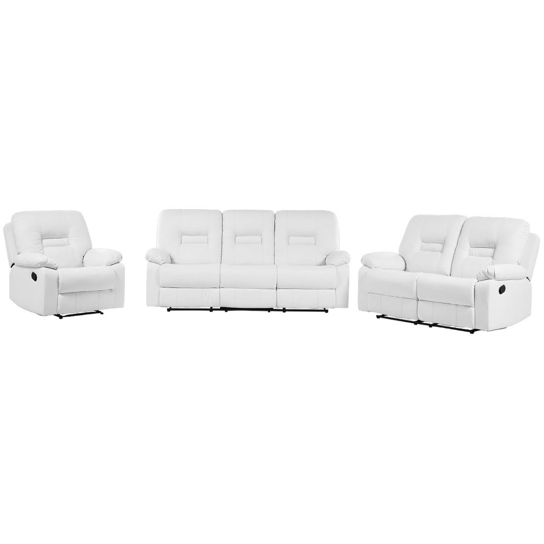 6-SITZER SOFA SET Kunstleder Weiß Bergen - Weiß, Kunststoff (204/101/74cm) - Beliani