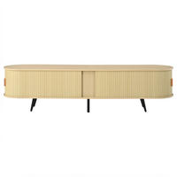 LOWBOARD DE-40406 4 Schubladen mit Rolltür und Streifen-Design Holzfarbe - Naturfarben, Holzwerkstoff (180/45/40cm) - ComfortXL
