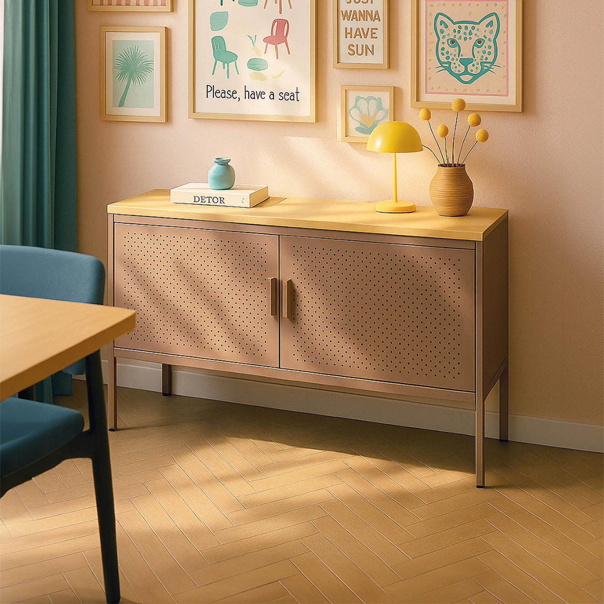 SIDEBOARD 100 cm, Braun - Braun, Metall (40/60/100cm) - Oviala