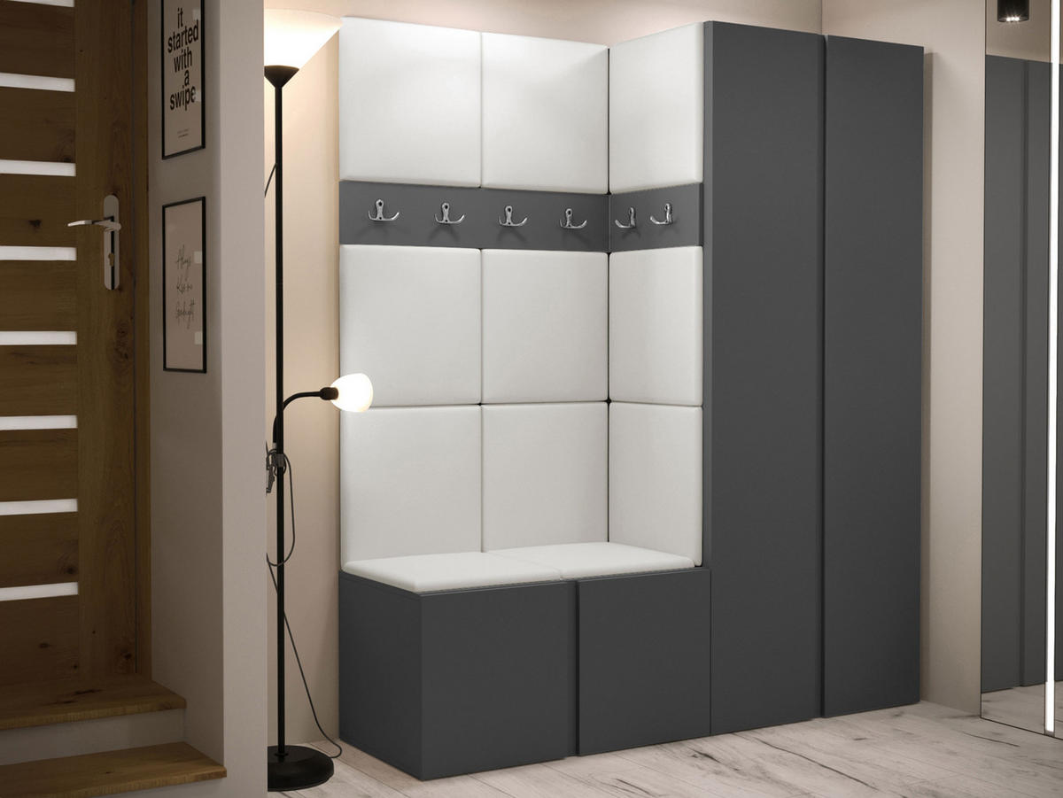 GARDEROBEN-SET Orion III - Graphitfarben/Weiß, Holzwerkstoff/Kunststoff (158/186/46cm) - MIRJAN24