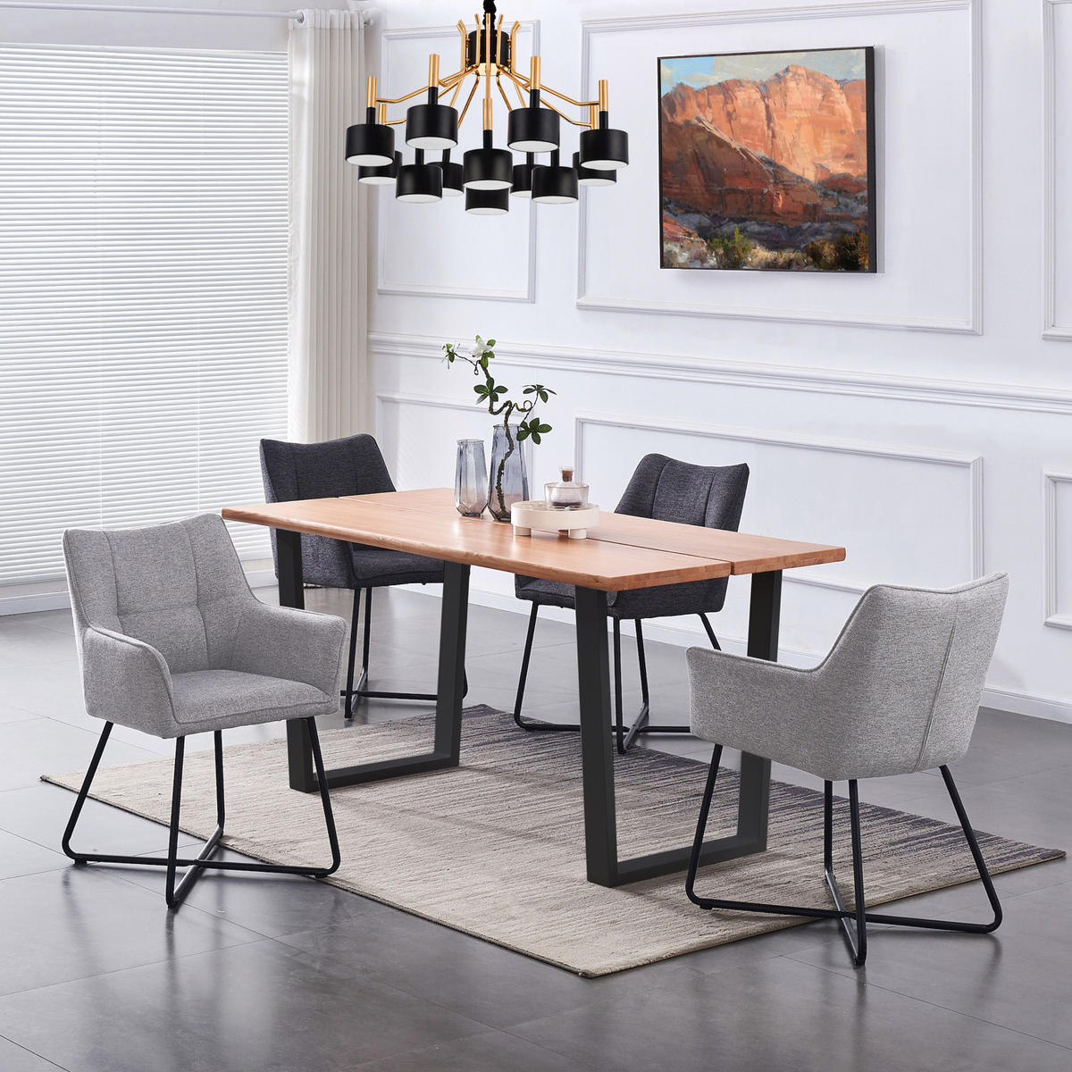 ARMLEHNSTUHL BREIGHT Grau 2 Stück - Grau, Textil/Metall (56/83/59cm) - B&D Home