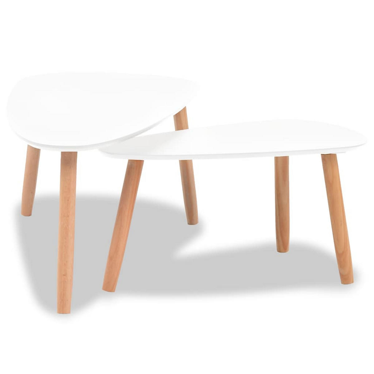 2-TLG. Couchtisch-Set Massivholz Kiefer Weiß - Weiß, Holz (100/50/40cm) - furnicato