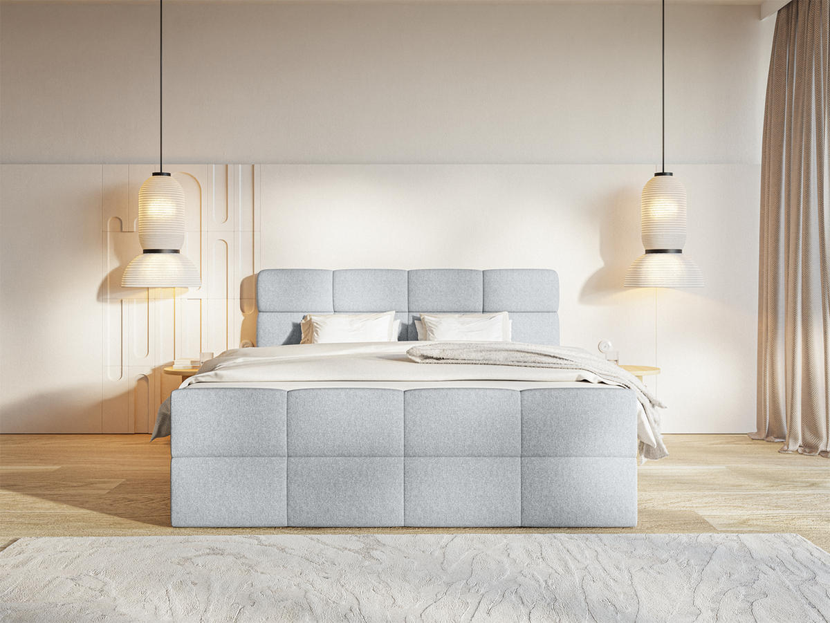 BOXSPRINGBETT ALZEA 160x200 cm, Silber - Silberfarben, Textil (160/200cm) - Fedve