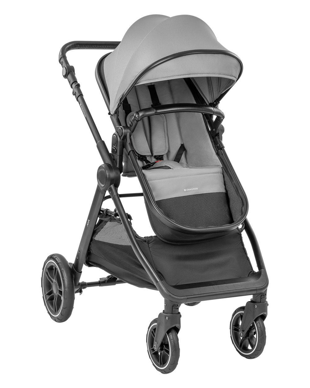 KOMBIKINDERWAGEN Ava 3 in 1 grau Babywanne, Babyschale, Gummiräder, Tasche - Grau, Metall (84/59/102cm) - Kikka boo
