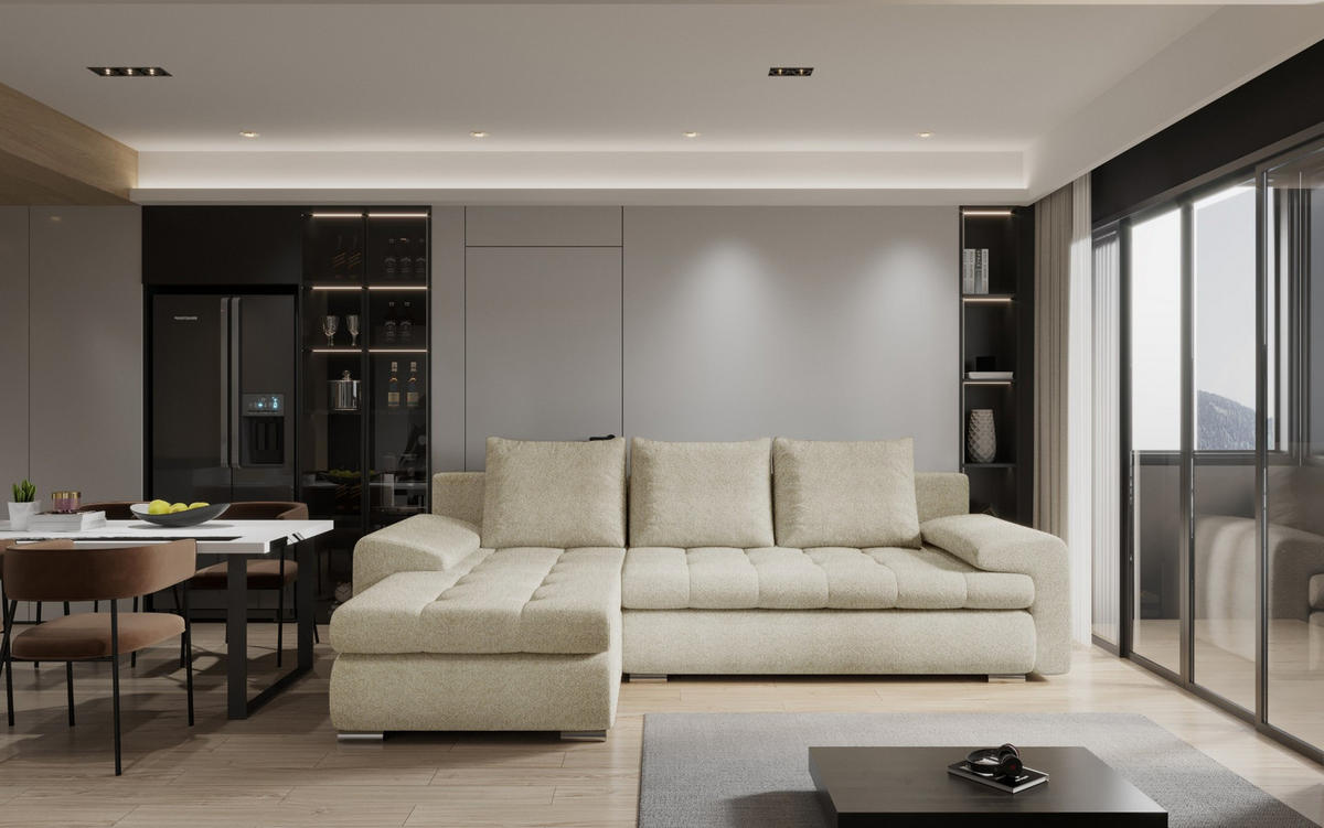 ECKSOFA TOMI Abriamo Beige Links - Beige, Holz (150/237cm) - Kaiser Möbel