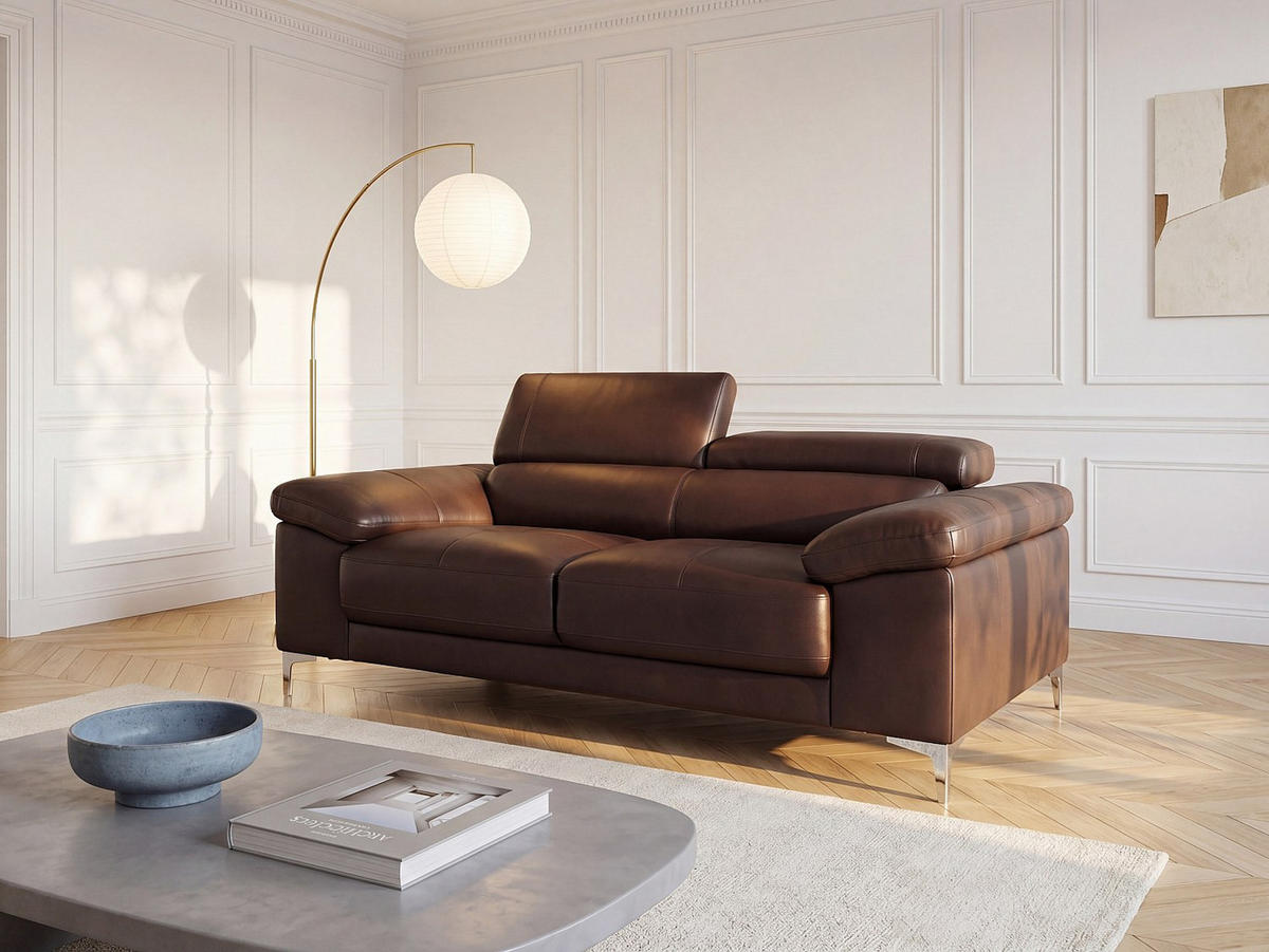 SOFA ohne Schlafmöglichkeit - 2 Personen - Leder - Schokoladenbraun - - Braun, Leder (176/73/103cm) - Vente-Unique