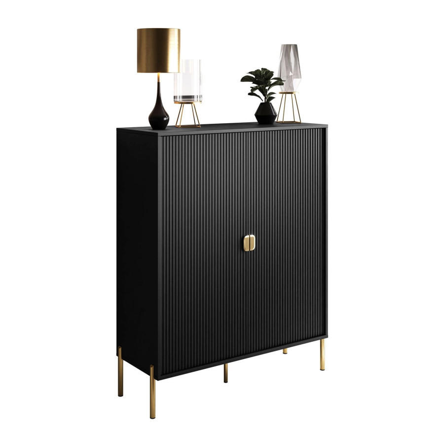 KOMMODE DALIA - Goldfarben/Schwarz, Holzwerkstoff (104/127/40cm) - Lookway