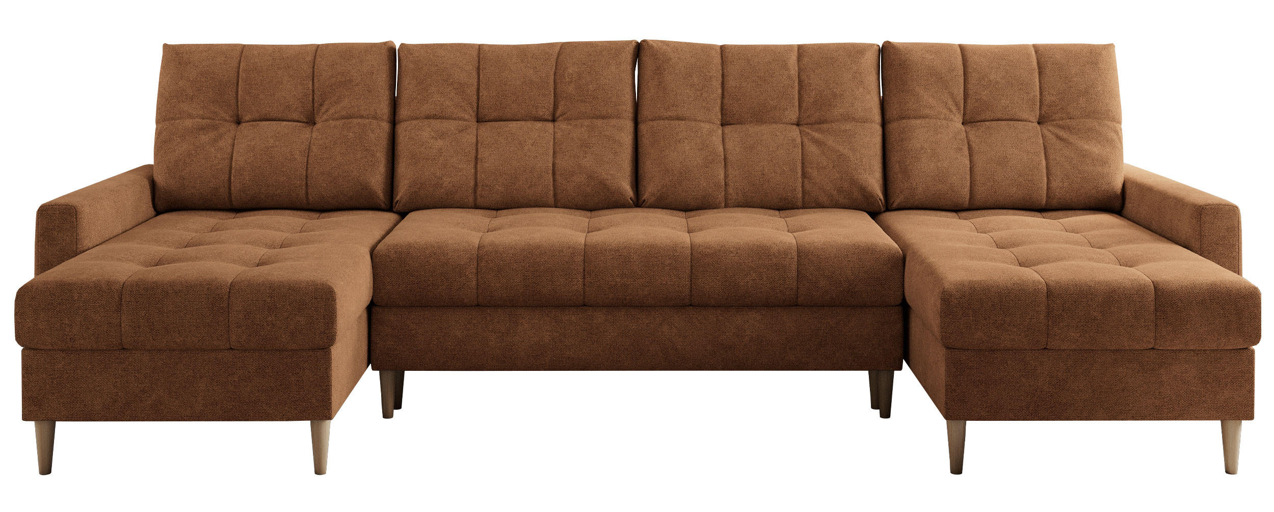 WOHNLANDSCHAFT Colin U Struktur Orange - Orange/Braun, Holz/Textil (290/75/140cm) - MKS