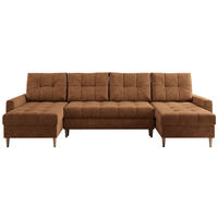 WOHNLANDSCHAFT Colin U Struktur Orange - Orange/Braun, Holz/Textil (290/75/140cm) - MKS