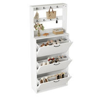 SCHUHSCHRANK 3 Türen Haken Stauraum - Weiß, Holzwerkstoff (70/163/25cm) - Fortuna Lai
