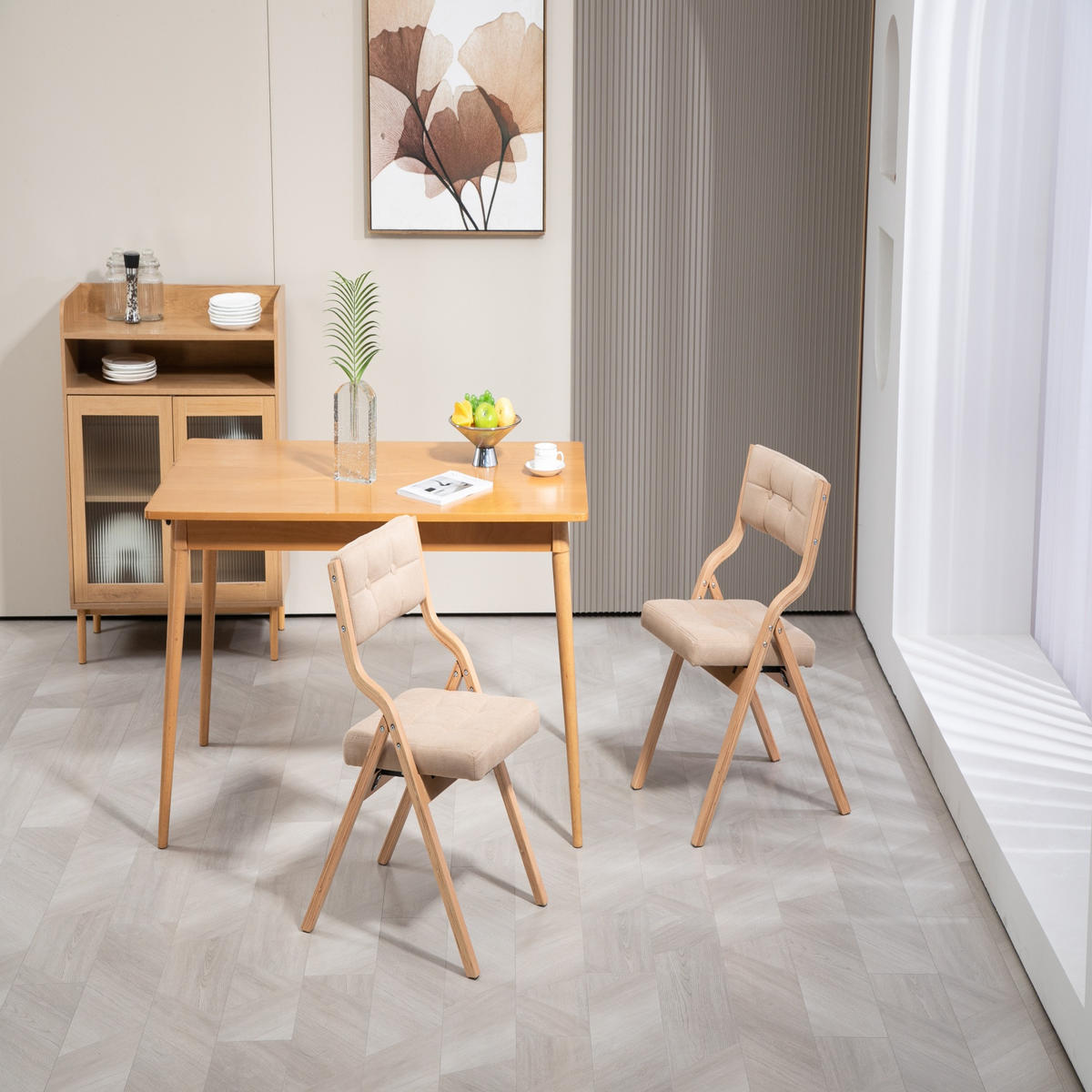 KLAPPSTUHL gepolstert klappbar Holz Khaki 2er-Set - Braun, Holz (48/77/61cm) - Meubliv