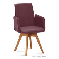 ARMLEHNSTUHL drehbar (4er-Set) Donny 52x92x60 Eiche geölt/Marsala - Eichefarben/Brombeere, Kunststoff (60/92/52cm) - 58aufmkessel