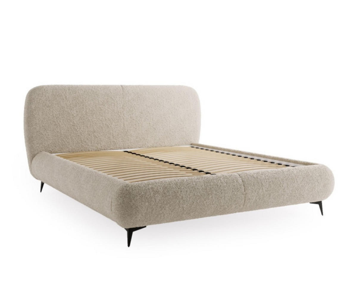 BETT Ciemd Beige ELLE Gepolstert 140x200 cm Ausziehbar - Beige/Schwarz, Kunststoff/Textil (140/200cm) - Sepro Meble