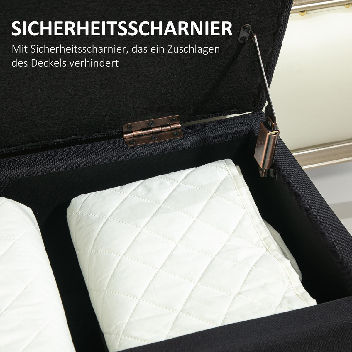 LUXUS Sitzbank Polsterbank mit Stauraum Armlehnen Polyester Holz Schwarz - Schwarz, Holz/Kunststoff (40/44/100cm) - HOMCOM