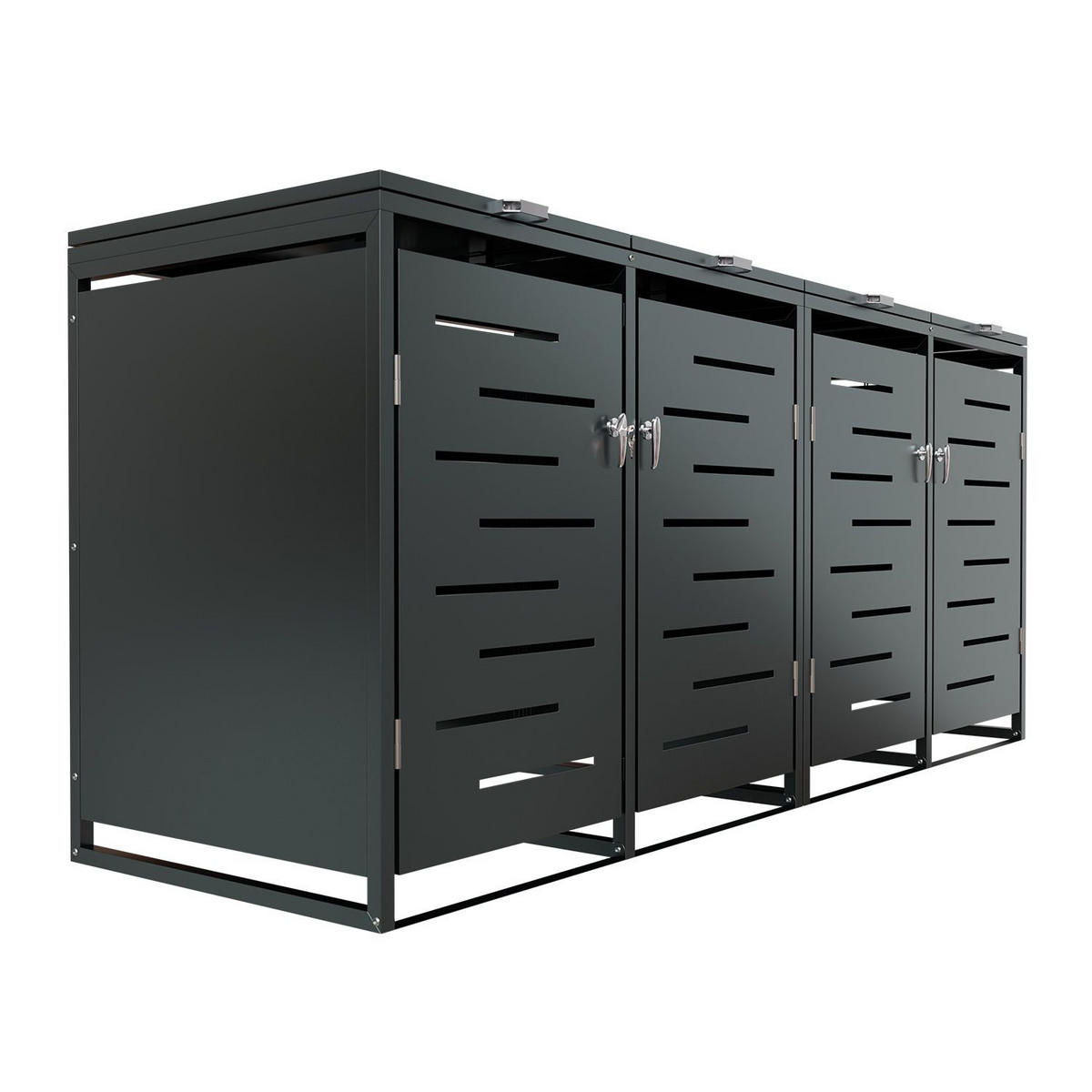 MÜLLTONNENBOX Arel 4er-Set - Anthrazit, Metall (264/116/80cm) - Juskys