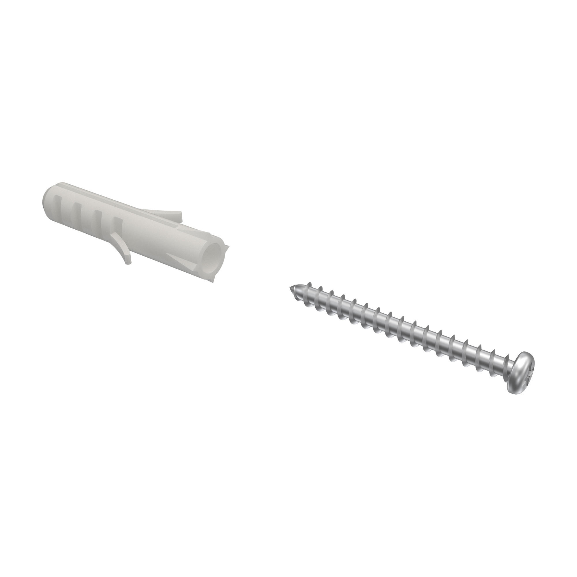 RUNDKOPFSCHRAUBEN 3X30 MM MIT DÜBEL 6X30 MM für Gardinenschiene Primax, Packung 10 Stück - Silberfarben/Weiß, Kunststoff/Metall (3.2/0.6/1cm) - INTERDECO