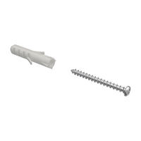 RUNDKOPFSCHRAUBEN 3X30 MM MIT DÜBEL 6X30 MM für Gardinenschiene Primax, Packung 10 Stück - Silberfarben/Weiß, Kunststoff/Metall (3.2/0.6/1cm) - INTERDECO