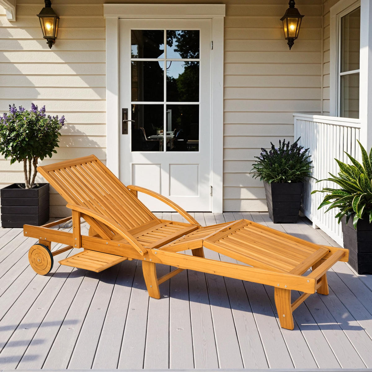 KLAPPBARE-GARTENLIEGE Akazienholz Teak - Teakfarben, Holz (69/85/165cm) - Outsunny